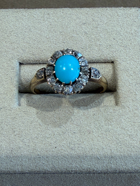 BAGUE MARGUERITE TURQUOISES & DIAMANTS
