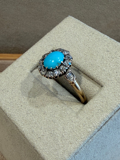 BAGUE MARGUERITE TURQUOISES & DIAMANTS