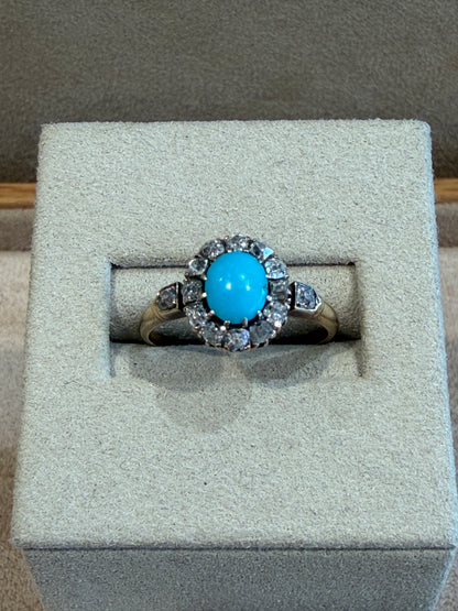BAGUE MARGUERITE TURQUOISES & DIAMANTS