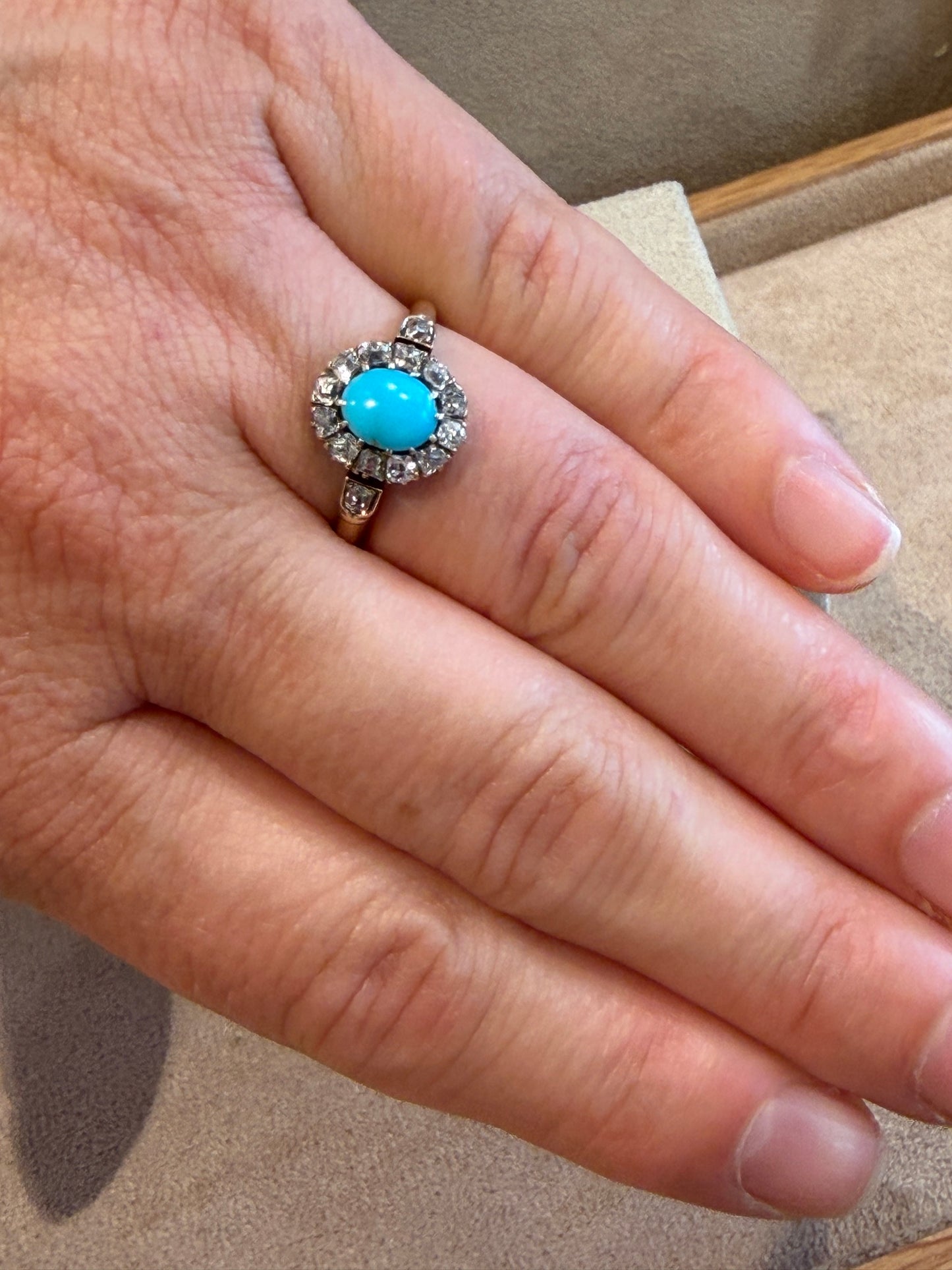 BAGUE MARGUERITE TURQUOISES & DIAMANTS