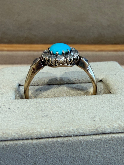 BAGUE MARGUERITE TURQUOISES & DIAMANTS