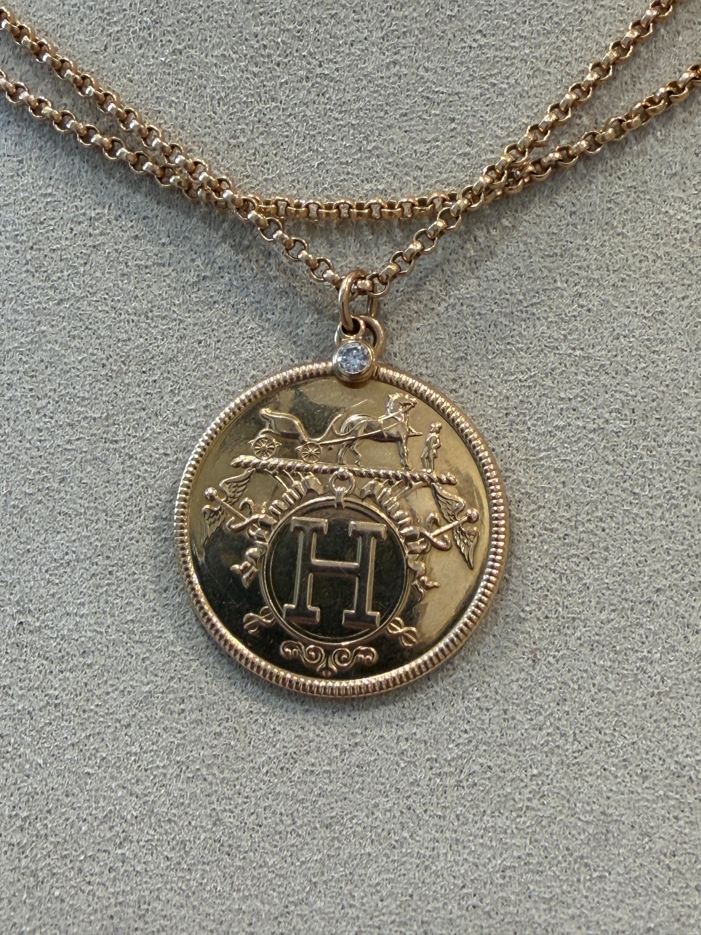 HERMES, SAUTOIR EX-LIBRIS EN OR ROSE