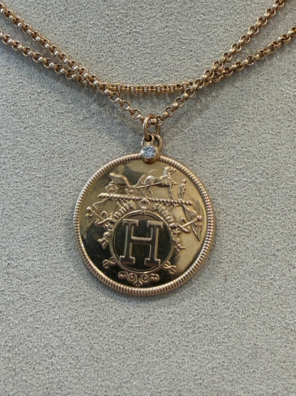 HERMES, SAUTOIR EX-LIBRIS EN OR ROSE