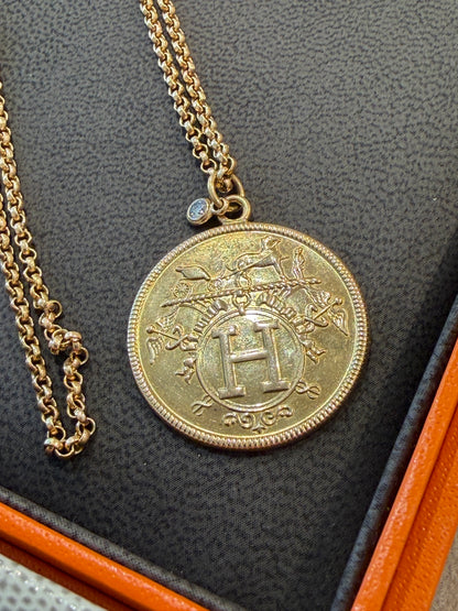 HERMES, SAUTOIR EX-LIBRIS EN OR ROSE