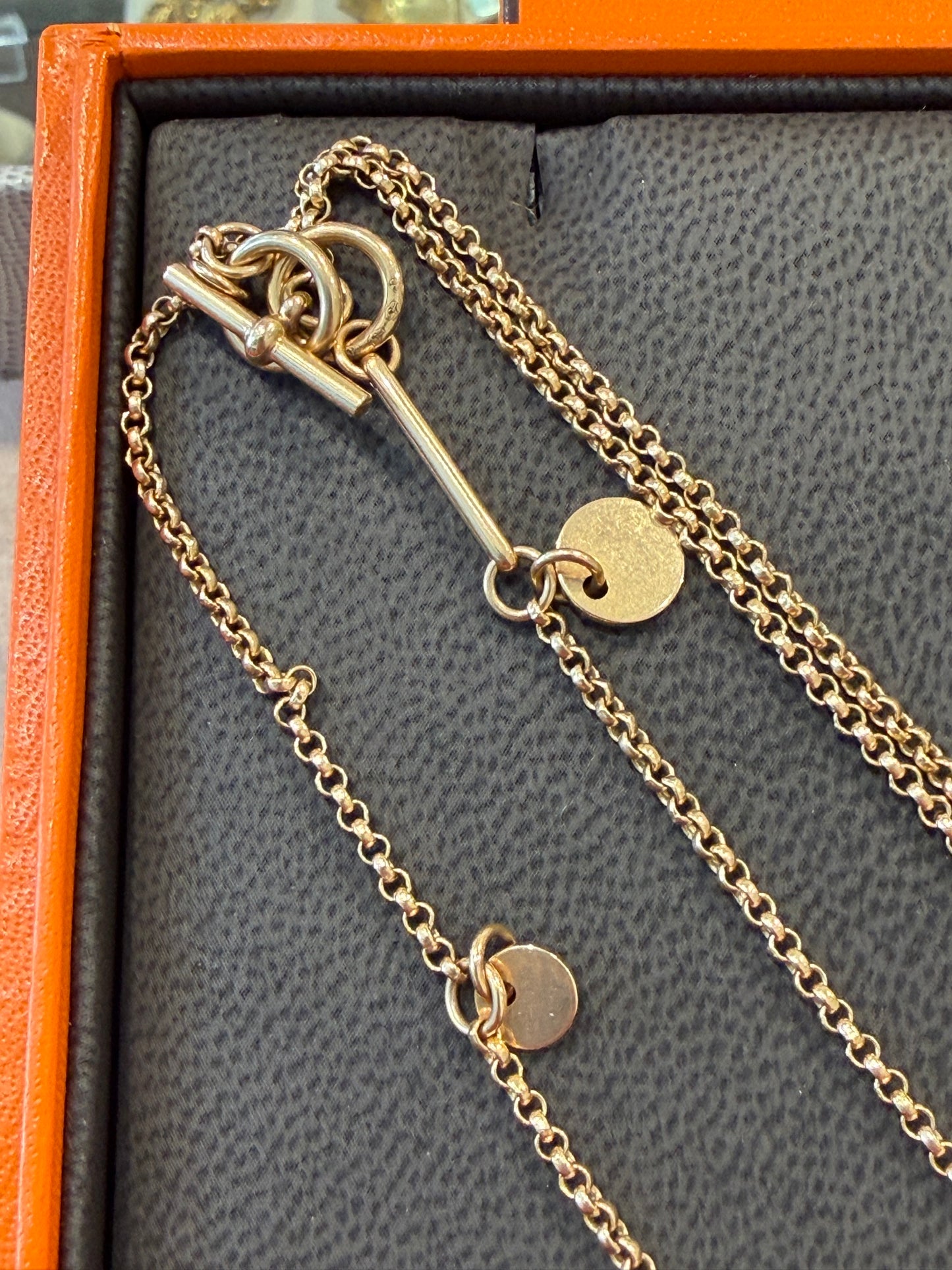 HERMES, SAUTOIR EX-LIBRIS EN OR ROSE