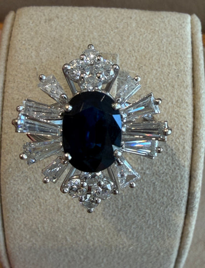 BAGUE ANCIENNE BALLERINE SAPHIR & DIAMANTS
