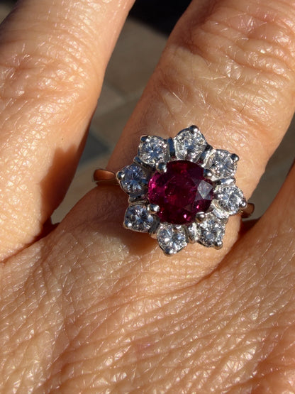 BAGUE MARGUERITE RUBIS  & DIAMANTS