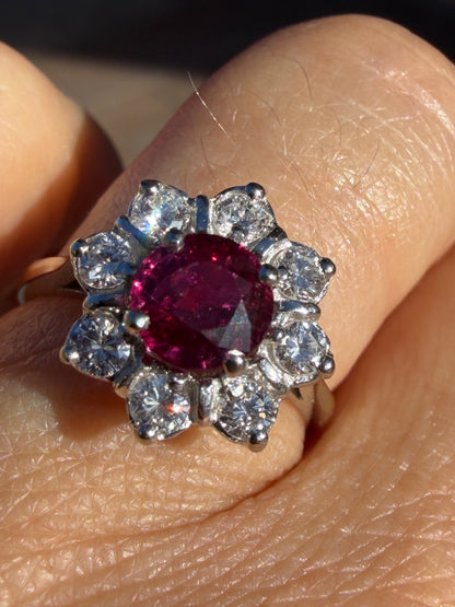 BAGUE MARGUERITE RUBIS  & DIAMANTS