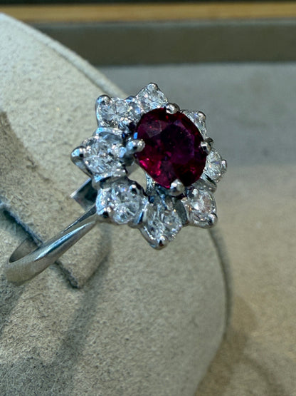 BAGUE MARGUERITE RUBIS  & DIAMANTS