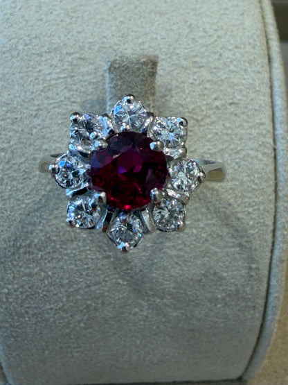 BAGUE MARGUERITE RUBIS  & DIAMANTS