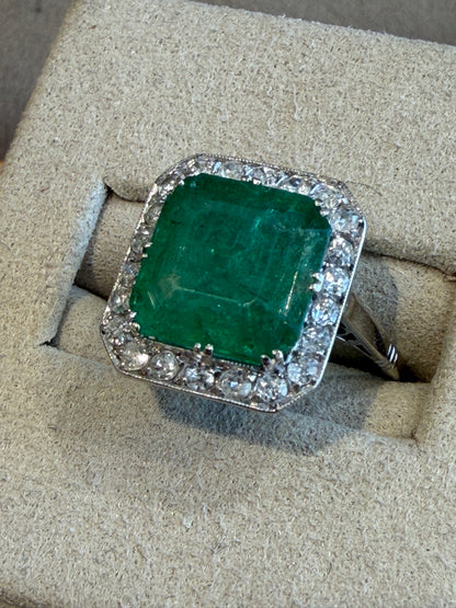 BAGUE ART DECO EMERAUDE  & DIAMANTS