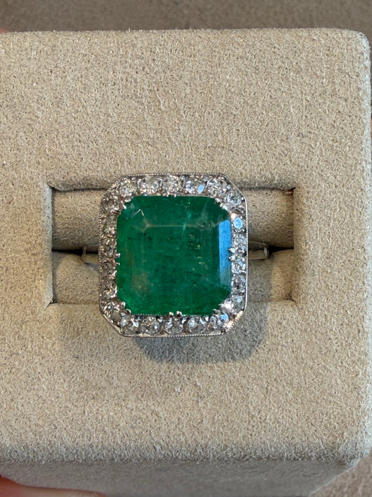 BAGUE ART DECO EMERAUDE  & DIAMANTS