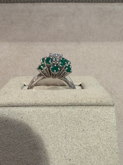 BAGUE ANCIENNE EMERAUDES & DIAMANTS