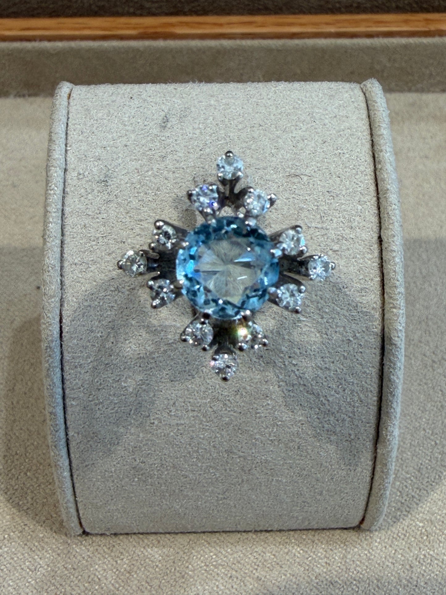 BAGUE COCKTAIL AIGUE-MARINE & DIAMANTS