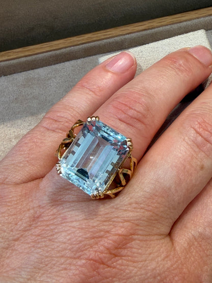 BAGUE COCKTAIL AIGUE-MARINE