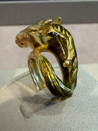 BAGUE CHEVAL EMAIL, DIAMANTS & OR