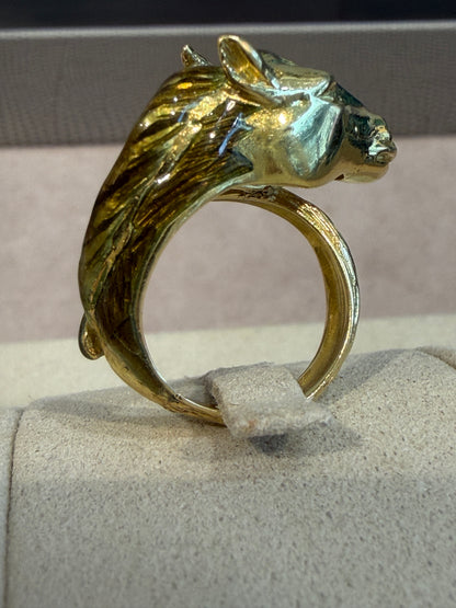 BAGUE CHEVAL EMAIL, DIAMANTS & OR