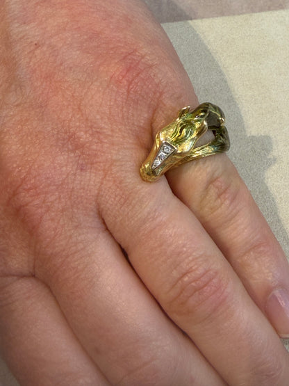 BAGUE CHEVAL EMAIL, DIAMANTS & OR