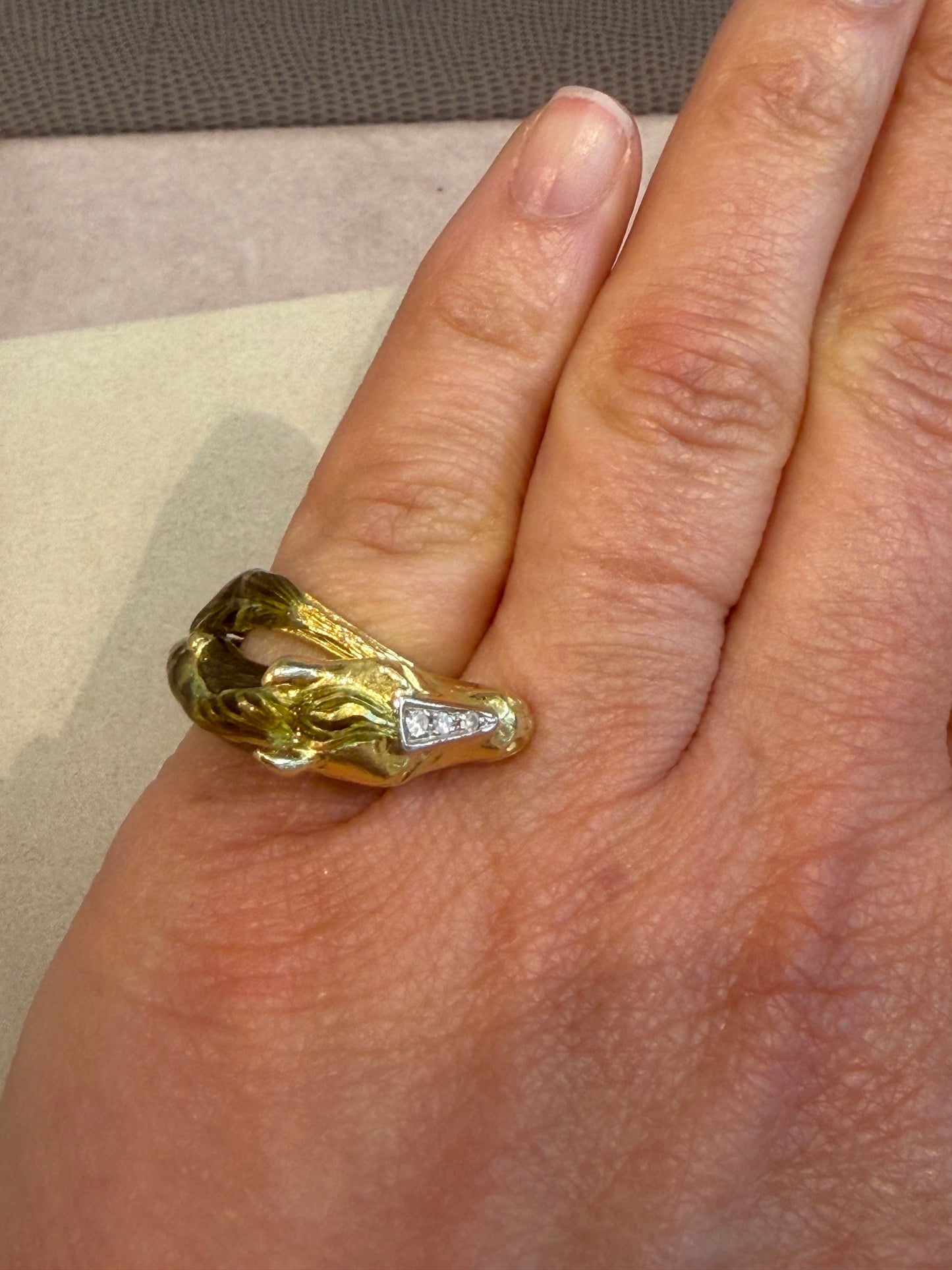 BAGUE CHEVAL EMAIL, DIAMANTS & OR