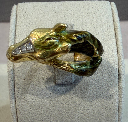 BAGUE CHEVAL EMAIL, DIAMANTS & OR