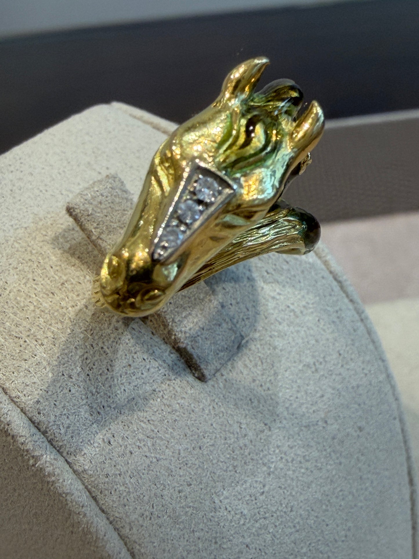 BAGUE CHEVAL EMAIL, DIAMANTS & OR