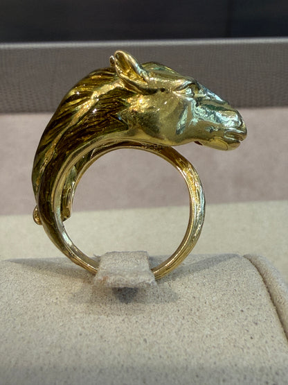 BAGUE CHEVAL EMAIL, DIAMANTS & OR