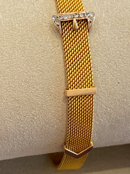 Bracelet ancien en or maille milanaise  au motif de ceinture