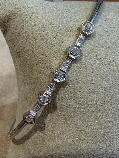 BRACELET JONC OR GRIS & DIAMANTS