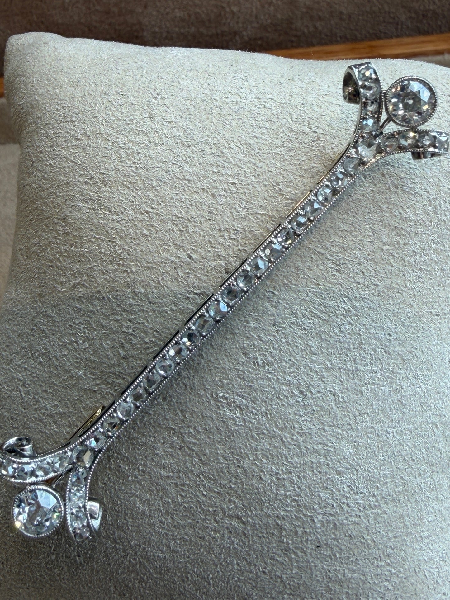 Broche Barrette Diamants Or & Platine Art Deco