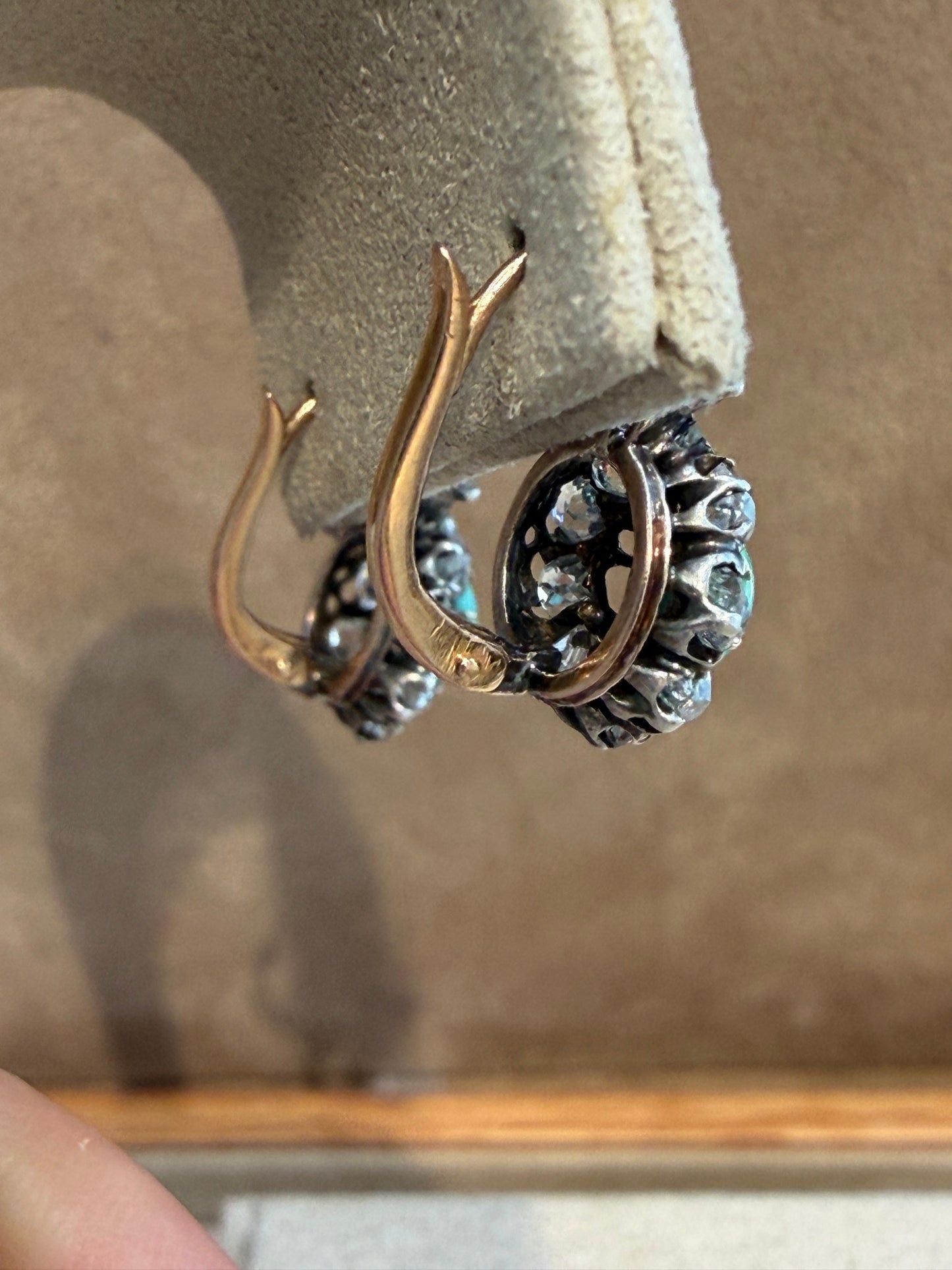 BOUCLES D'OREILLES DORMEUSES DIAMANTS & TURQUOISES