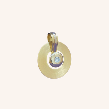 Janine Renard, Modernist two-tone gold and diamond disc pendant