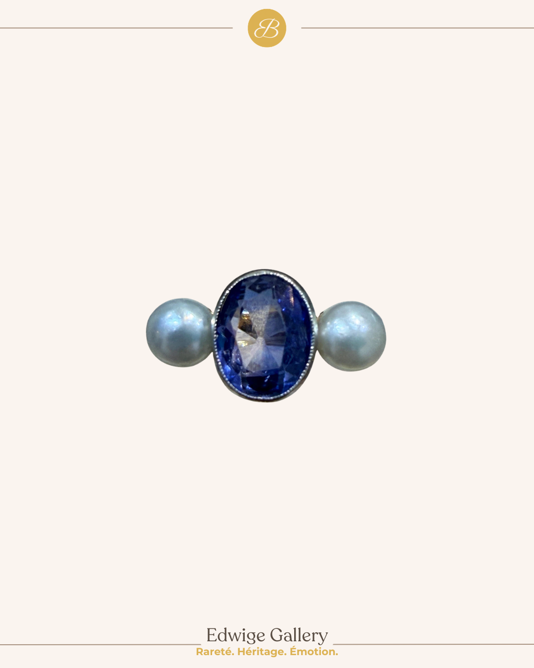 BAGUE ANCIENNE SAPHIR & PERLES