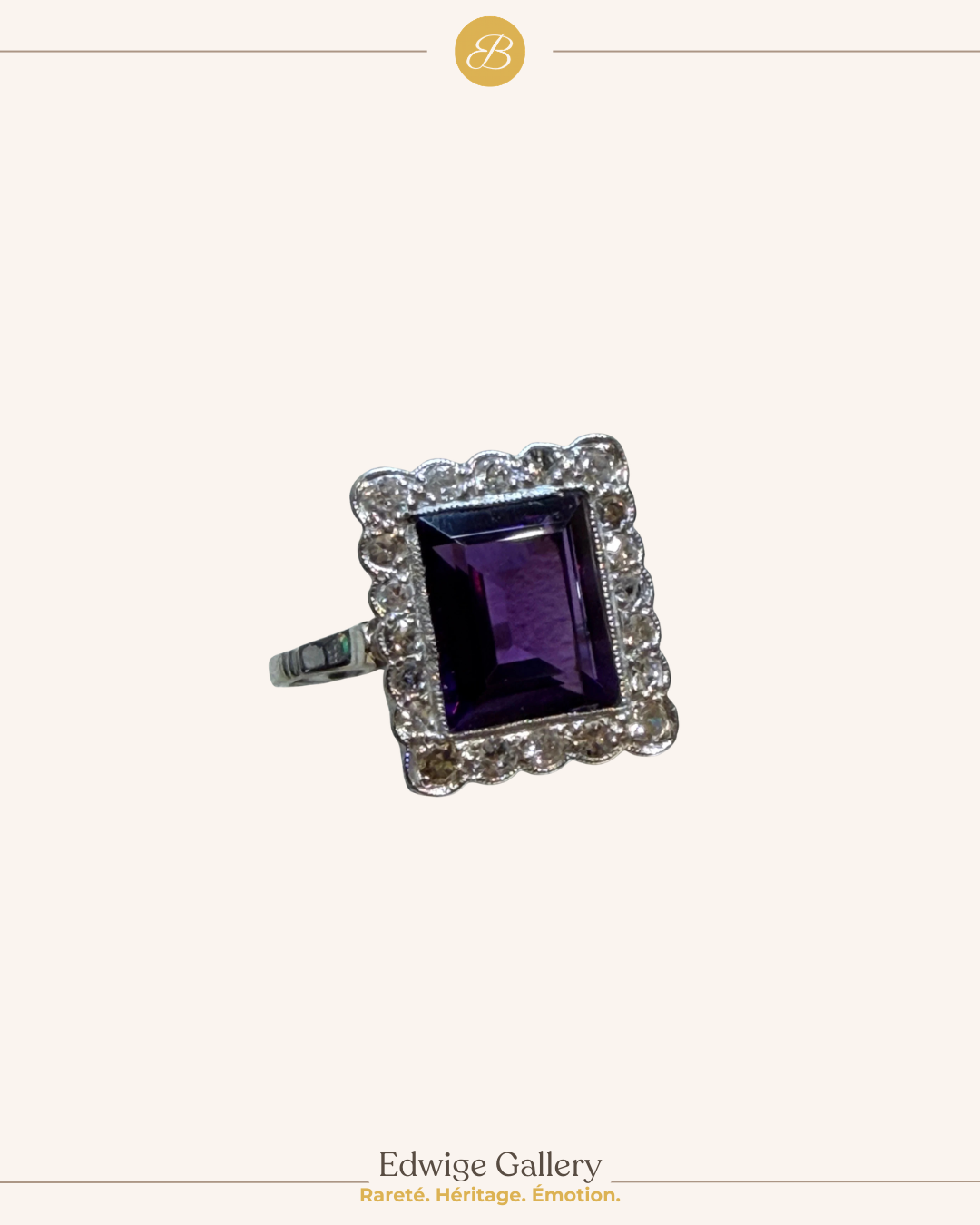 BAGUE ANCIENNE AMETHYSTE & DIAMANTS