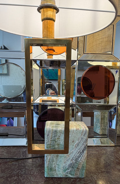 IMPORTANTE PAIRE DE LAMPES ITALIENNE EN MARBRE DU BRESIL