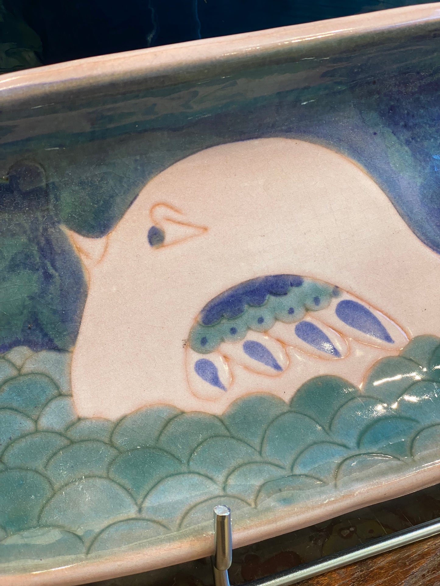 Robert & Jean Cloutier , Plat Oblongue à l'Oiseau Bleu