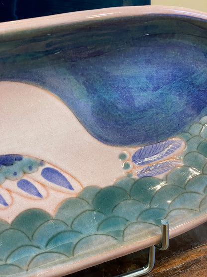 Robert & Jean Cloutier , Plat Oblongue à l'Oiseau Bleu