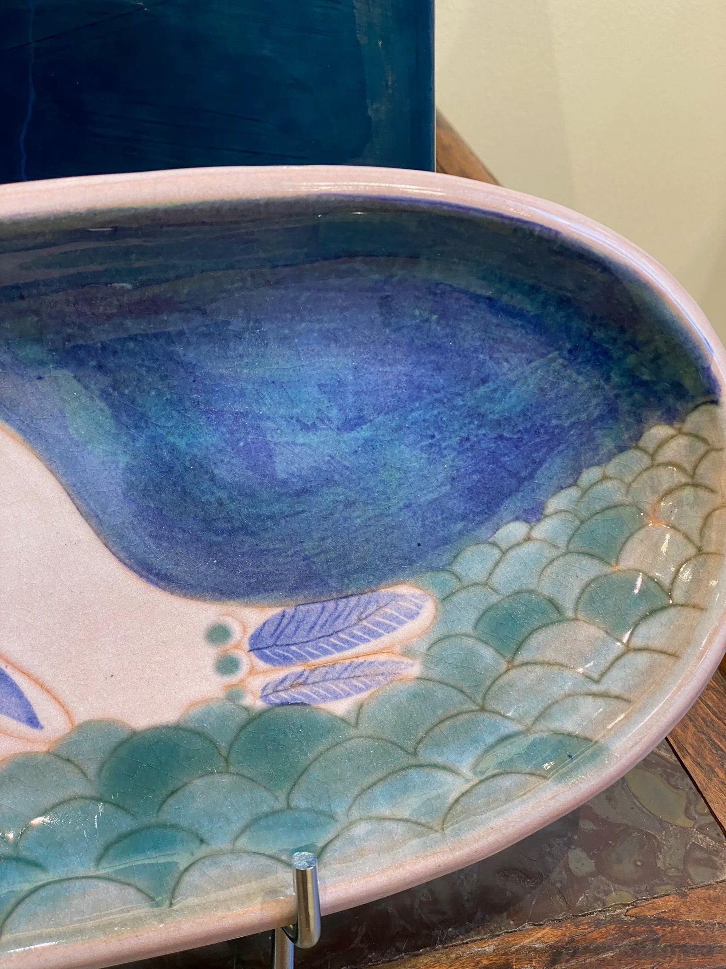 Robert & Jean Cloutier , Plat Oblongue à l'Oiseau Bleu