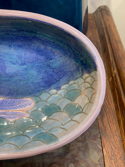 Robert & Jean Cloutier , Plat Oblongue à l'Oiseau Bleu