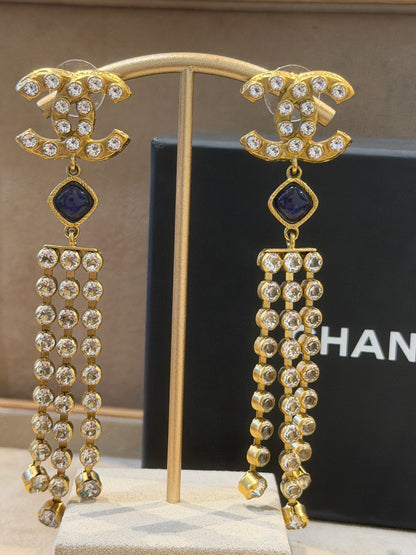 CHANEL BOUCLES D'OREILLES  CASCADE DE STRASS