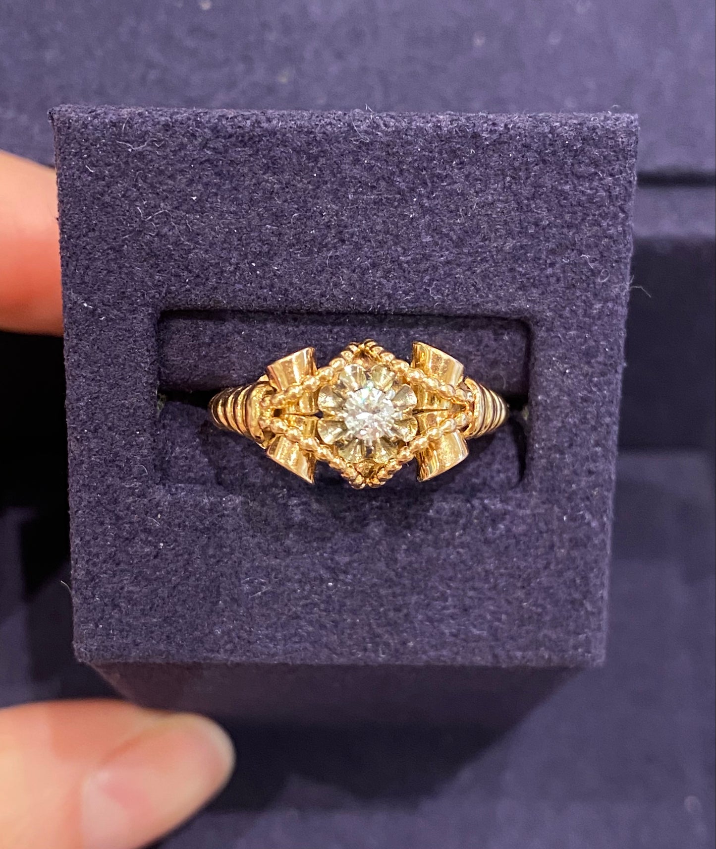 Bague Vintage En Or Rose Et Diamant