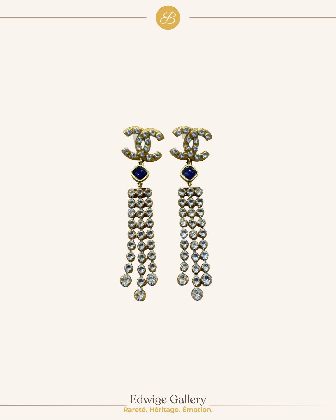 CHANEL BOUCLES D'OREILLES  CASCADE DE STRASS