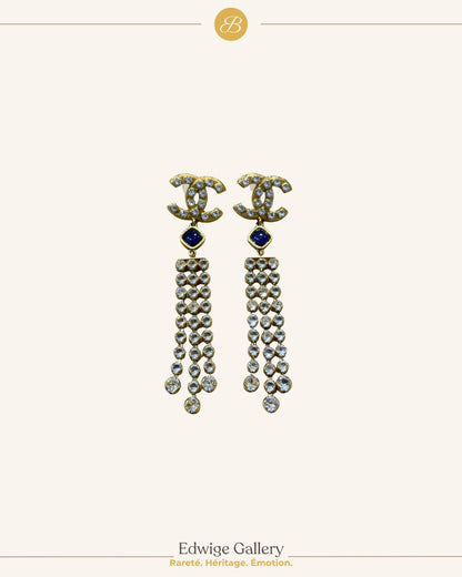 CHANEL BOUCLES D'OREILLES  CASCADE DE STRASS