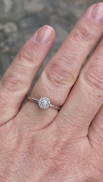 White Gold Daisy Diamond Ring