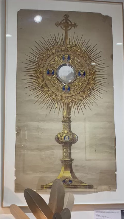 Ostensoir, Gouaché dans le goût de Placide Poussielgue-Rusand (1824-1889)